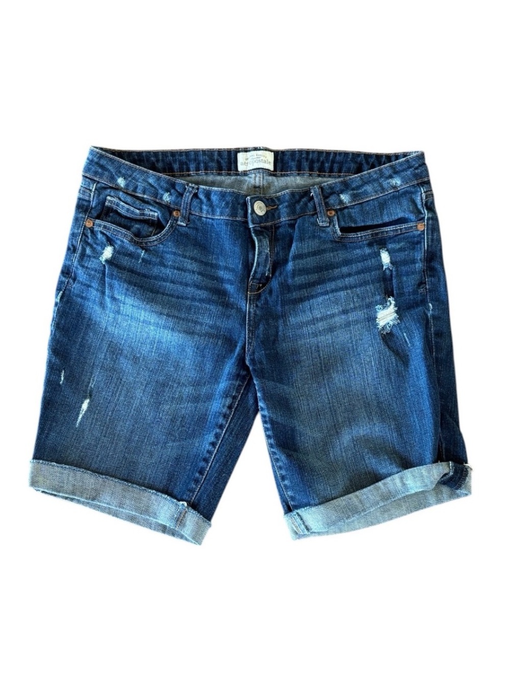 Aeropostale Bermuda Blue Jean‎ Cuffed Y2K Shorts Size 13/14